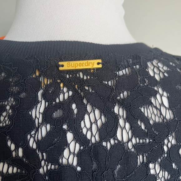 Superdry Eyelash Lace Navy Blue Tank Top Cocktail Sleeveless Blouse - Picture 10 of 16